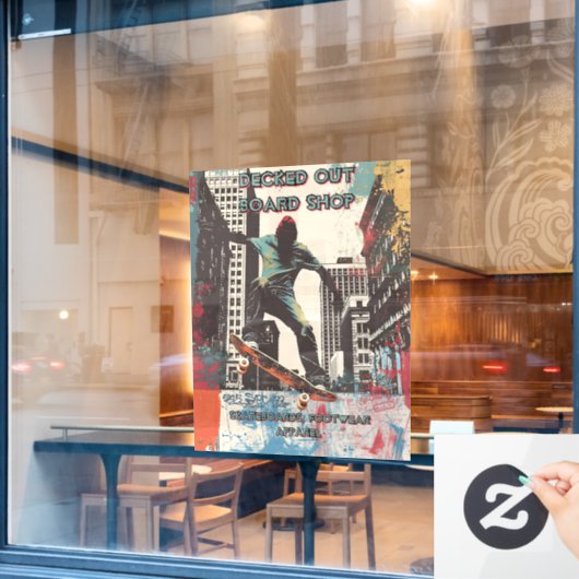 Customize Skateboard Shop Graphic Art Front Raamsticker (Cafe Raam)