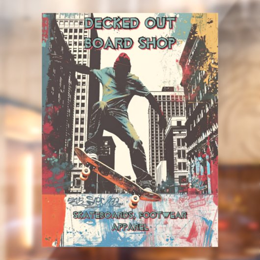 Customize Skateboard Shop Graphic Art Front  Raamsticker (Vel 2)