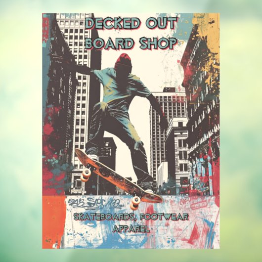 Customize Skateboard Shop Graphic Art Front  Raamsticker (Vel 3)
