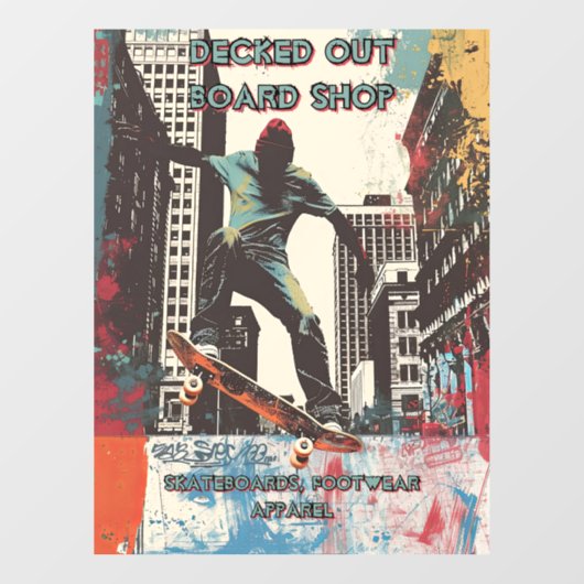 Customize Skateboard Shop Graphic Art Front  Raamsticker (Vel)