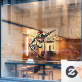 Customize Skateboard Shop Graphic Skull Skate Logo Raamsticker (Cafe Raam)