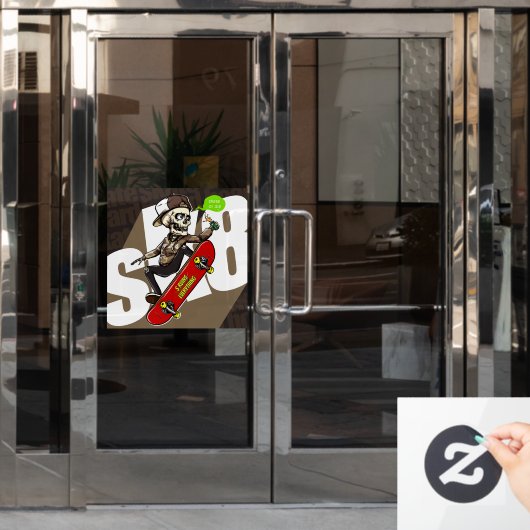 Customize Skateboard Shop Promotional Front Raamsticker (Kantoordeur)