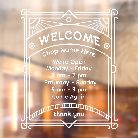 Customize Sunrise Restaurant Cafe Shop Open Hour 2 Raamsticker (Vel 2)