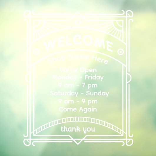 Customize Sunrise Restaurant Cafe Shop Open Hour 2 Raamsticker (Vel 3)