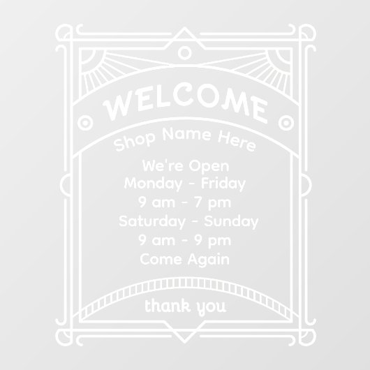 Customize Sunrise Restaurant Cafe Shop Open Hour 2 Raamsticker (Vel)