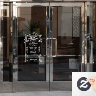 Customize Sunrise Restaurant Cafe Shop Open Hours Raamsticker