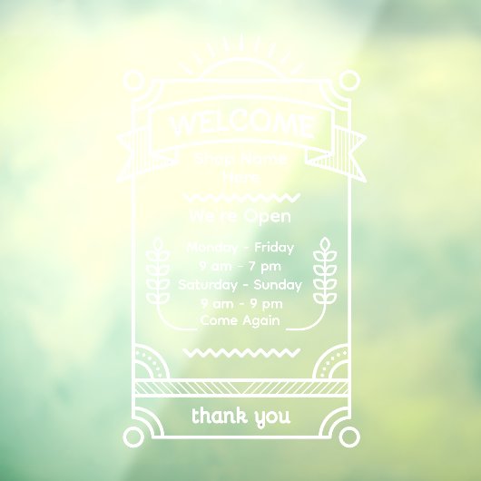 Customize Sunrise Restaurant Cafe Shop Open Hours Raamsticker (Vel 3)