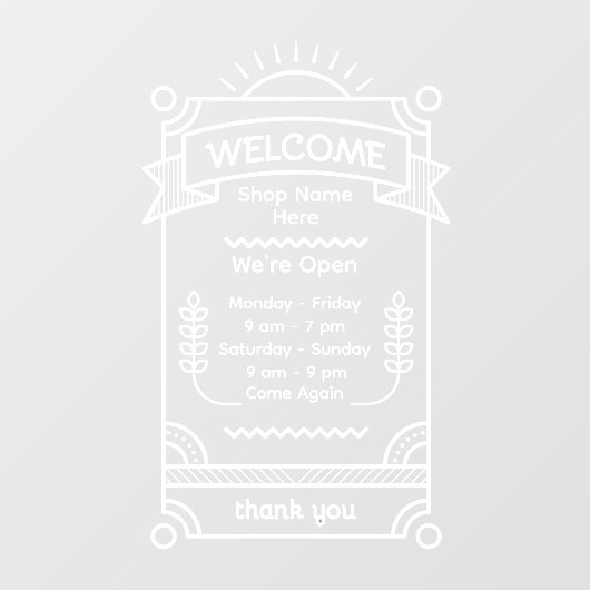 Customize Sunrise Restaurant Cafe Shop Open Hours Raamsticker (Vel)