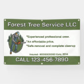 Customize Tree Service Man With Chainsaw Business Spandoek (Horizontaal)