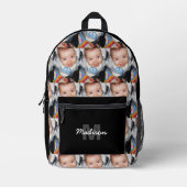Customize Uw foto patroon monogram naam Zwart Bedrukte Rugzak (Voorkant)