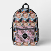 Customize Uw twee foto patroon monogram zwart Bedrukte Rugzak (Voorkant)