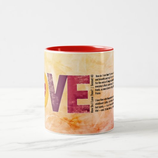 Customize Valentines Day How Do I Love Thee Mug Tweekleurige Koffiemok (Center)