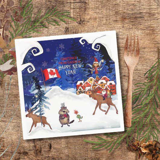 Customize Winter Napkin | Your Country & Greeting Servet