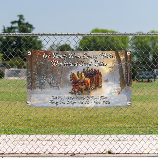 Customize Winter Wonderland Snow Sleigh Ride Promo Spandoek (Insitu)