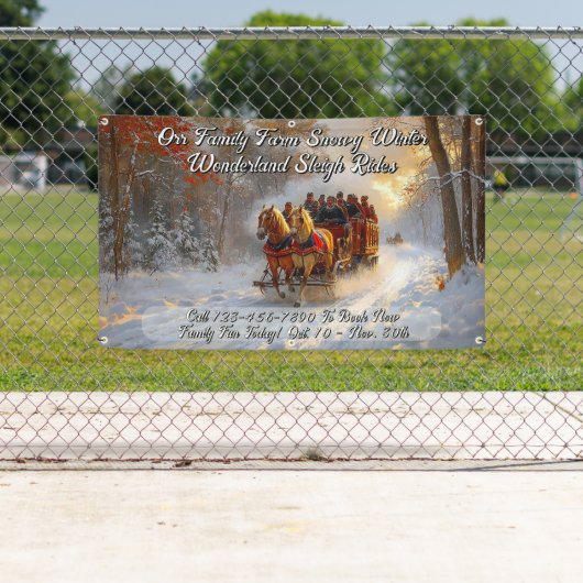 Customize Winter Wonderland Snow Sleigh Ride Promo Spandoek (Insitu)