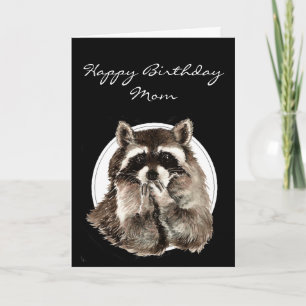 Customize with Name Funny Birthday Cute Raccoon Kaart