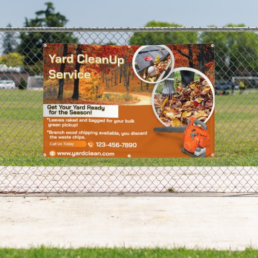 Customize Yard Leaf Clean Up Business Promotional Spandoek (Insitu)