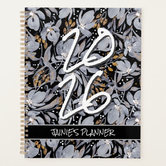 Customize Yearly 2026 Stand Out Silver & Gold Pla Planner (Voorkant)