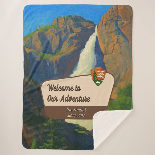 Customize Yosemite Falls Park Family Adventure Sherpa Deken (Voorkant)