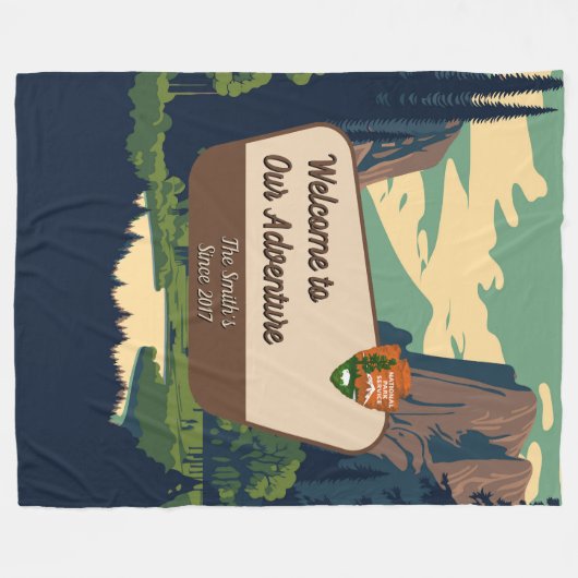 Customize Yosemite Valley Family Camping Adventure Fleece Deken (Voorkant (Horizontaal))