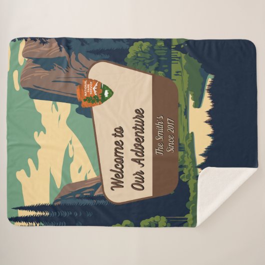 Customize Yosemite Valley Family Camping Adventure Sherpa Deken (Voorkant (horizontaal))