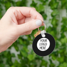 Customize Your Black White company logo Sleutelhanger