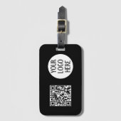 Customize Your Black White QR code company logo Bagagelabel (Voorkant (verticaal))