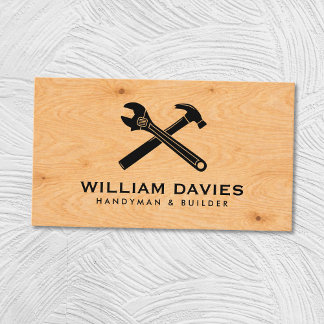 Customize Your Logo | Handyman Plywood Texture Visitekaartje