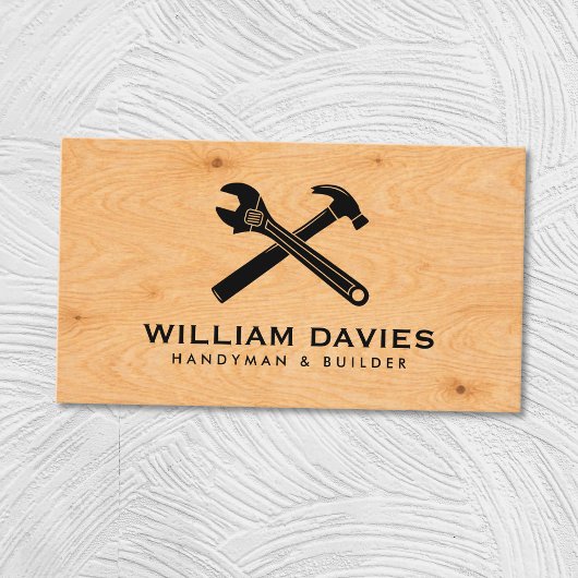 Customize Your Logo | Handyman Plywood Texture Visitekaartje