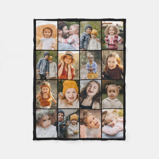 Customized 16 Photo Collage Modern Trendy Fleece Deken (Voorkant)