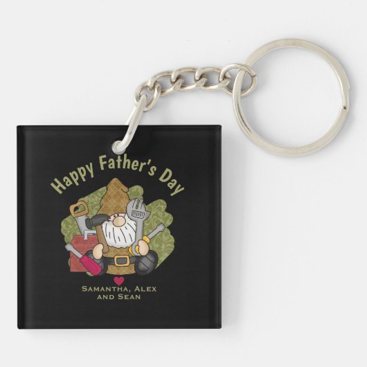 Customized and Personalized Handyman Garden Gnome Sleutelhanger (Achterkant)