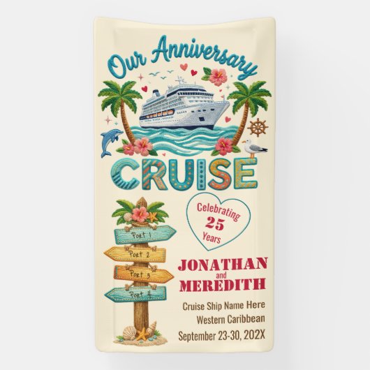Customized Anniversary Cruise Door Spandoek (Verticaal)