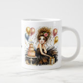 Customized Beautiful Birthday Girl Grote Koffiekop (Rechts)