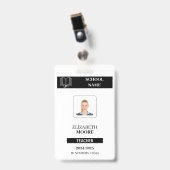 Customized black ID badge for teachers (Voorkant met clip)