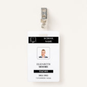 Customized black ID badge for teachers (Voorkant met clip)