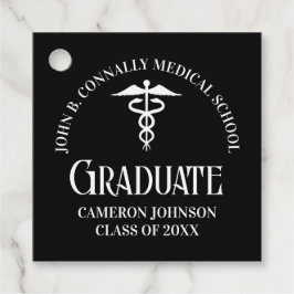 Customized Black Medical School Graduation Party Bedankjes Labels