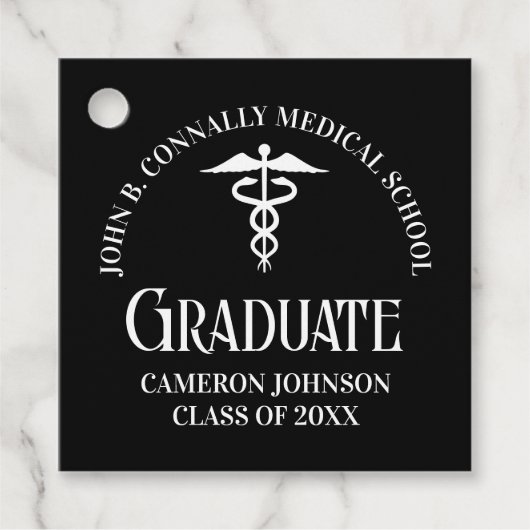Customized Black Medical School Graduation Party Bedankjes Labels (Voorkant)