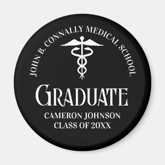 Customized Black Medical School Graduation Party Magneet (Voorkant)
