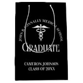 Customized Black Medical School Graduation Party Medium Cadeauzakje (Voorkant)