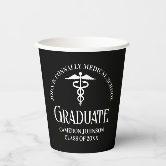 Customized Black Medical School Graduation Party Papieren Bekers (Voorkant)
