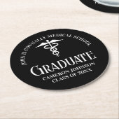 Customized Black Medical School Graduation Party Ronde Kartonnen Onderzetter (Gebogen)