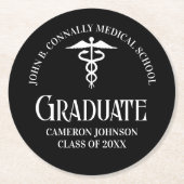 Customized Black Medical School Graduation Party Ronde Kartonnen Onderzetter (Voorkant)