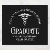 Customized Black Medical School Graduation Party Sparkling Wijnetiket (Enkel label)