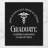 Customized Black Medical School Graduation Party Wijn Etiket (Enkel label)