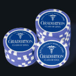 Customized Blue Medical School Graduation Party Poker Chips<br><div class="desc">This custom blue medical school graduation party poker chip features classy white typography under a medical caduceus and your college name for the class of 2026. Customize with your graduating year under the elegant calligraphy for great personalized university graduate favors for a nurse or doctor.</div>