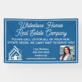 Customized Blue Real Estate Company Marketing Spandoek (Horizontaal)