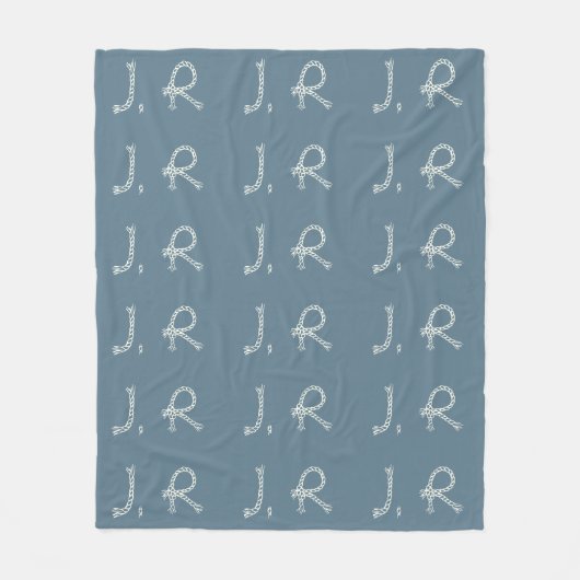 Customized Blue White Rope Knot Monogram Soft Warm Fleece Deken (Voorkant)