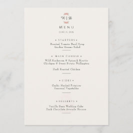 Customized Blush Garden Minimal Floral Wedding  Menu