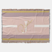 Customized Blush Pink Gold Stripe Monogram Chic Deken (Voorkant)