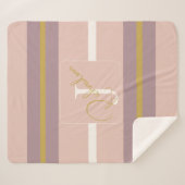 Customized Blush Pink Gold Stripe Monogram Chic  Sherpa Deken (Voorkant (horizontaal))